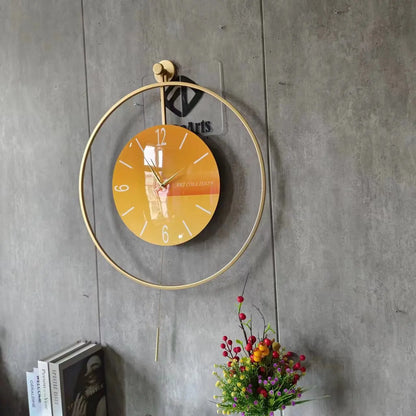 60X92CM With LED Night Light Pendulum Mass Modern Clock Metal Living Dining Bedroom Hotel Simple Fashion Creative Wall Watch DDP