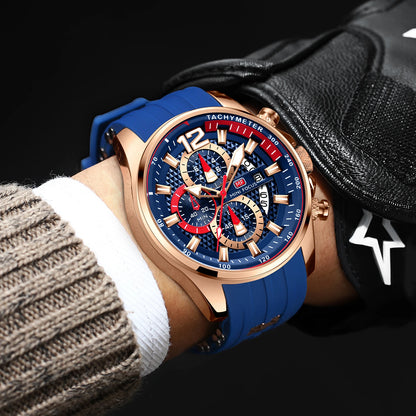 Best Selling MINI FOCUS MF0350G Luxury Quartz Watch Men Waterproof Silicone Band Waterproof Luminous Hands Wrist Watches