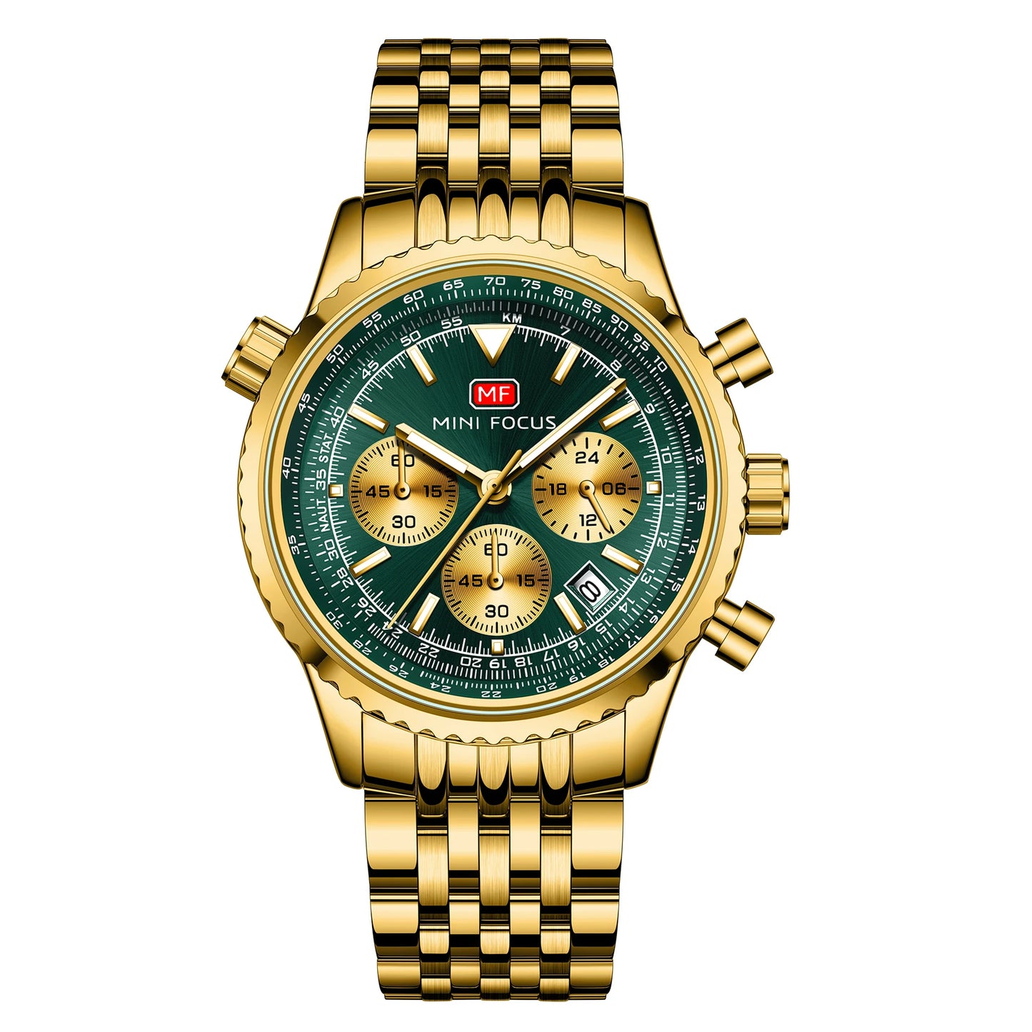 2024 MINI FOCUS Newest Model MF0463G Luxury Watch Gold Stainless Steel Band Luminous Waterproof Men Quartz Watches Reloj