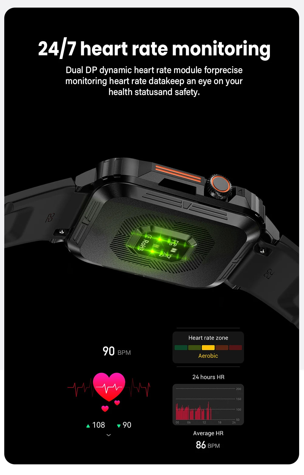 2024 V81 ODM Best Smart Watches Heart Rate SpO2 Blood Pressure Monitoring IP68 Waterproof BT Call Smart Watch
