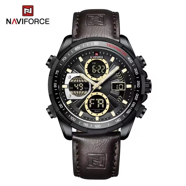 NAVIFORCE 9197 Quartz Watches Mens Luxury Sport Chronograph Waterproof Quartz Big Dial Clock Digital Wristwatches Men Watch