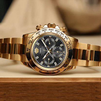 LOBINNI Luxury Brand Stainless Steel Fully Automatic Mechanical Watch Gold Color Men Watches