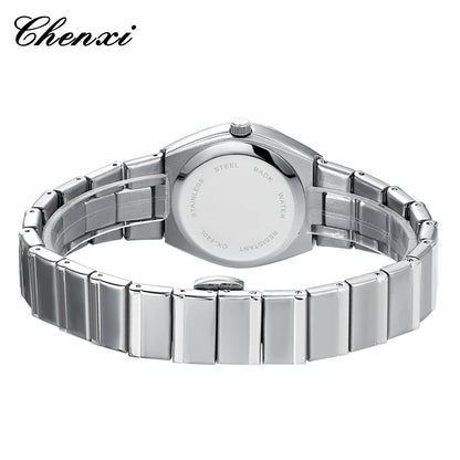 CHENXI 6402 Silver Blue Watch for Men New Mens Wristwatch 40mm Stainless Steel Quartz Watches Business Casual Bracelet Man Gift