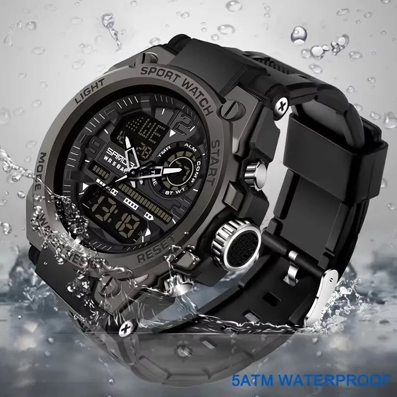 SANDA 6024 2025 Top Brand Men's Watches 5ATM Waterproof Sport Digital Wristwatch Quartz Watch for Men Clock Relogio Masculino