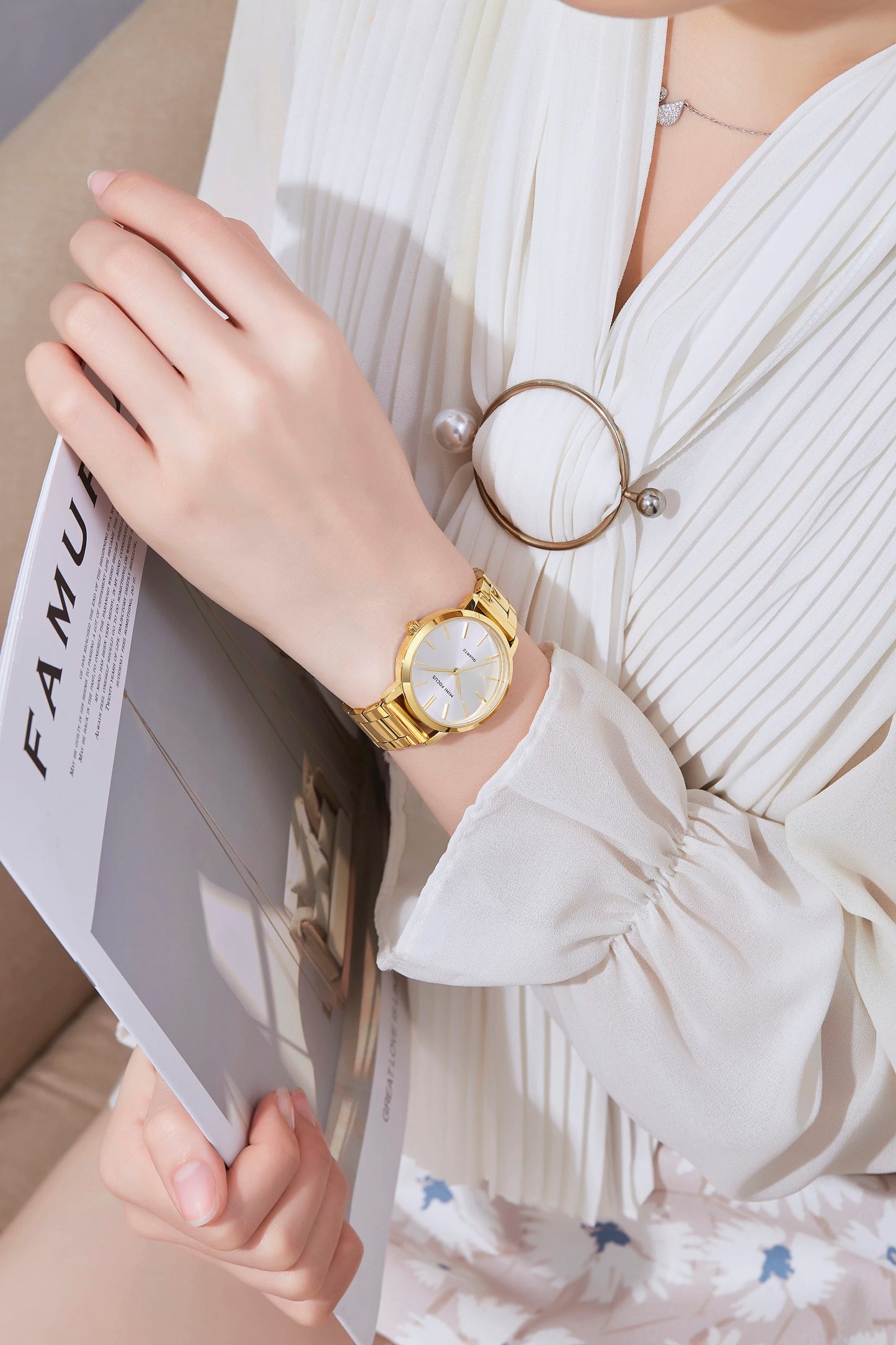 MINI FOCUS MF0307L Femme Classic Elegant Watches Solid Stainless Steel Band Waterproof With Japanese Movement Women Quartz Watch