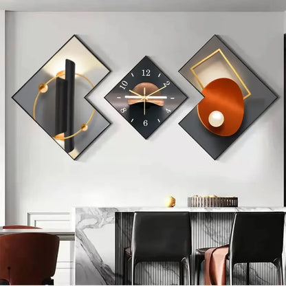 200cm Set 3 Modern Clocks Creative Modeling Design Wall Decorative Clock Light Luxury Wall Hanging Decor Art Clock for Sale