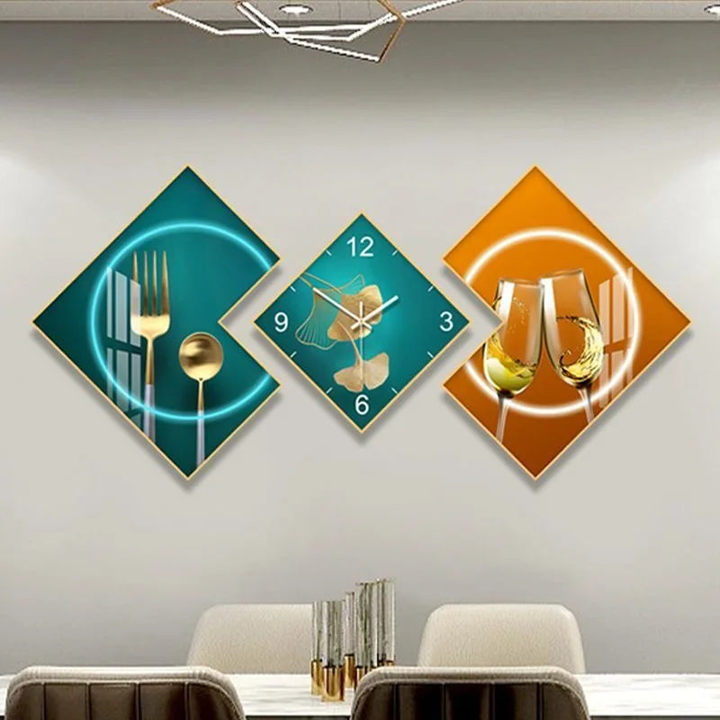 200cm Set 3 Modern Clocks Creative Modeling Design Wall Decorative Clock Light Luxury Wall Hanging Decor Art Clock for Sale