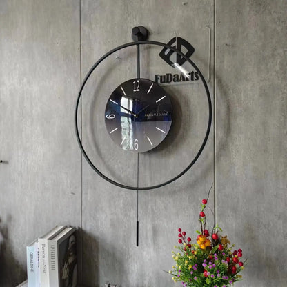 60X92CM With LED Night Light Pendulum Mass Modern Clock Metal Living Dining Bedroom Hotel Simple Fashion Creative Wall Watch DDP