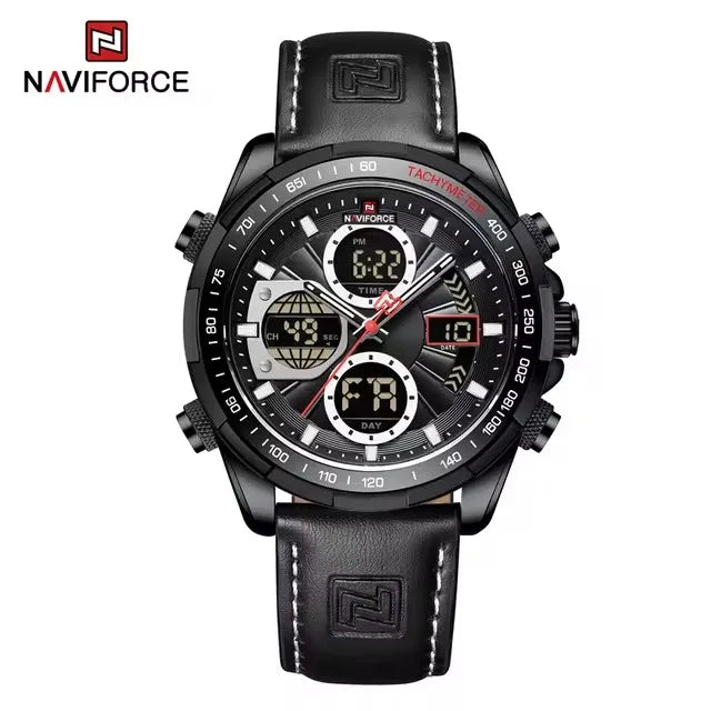 NAVIFORCE 9197 Quartz Watches Mens Luxury Sport Chronograph Waterproof Quartz Big Dial Clock Digital Wristwatches Men Watch