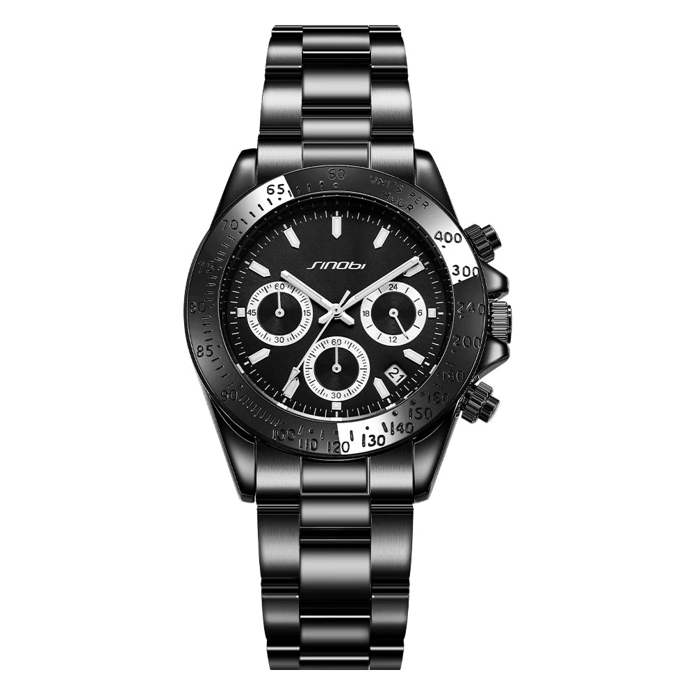 Sinobi Branded Watches for Men Quartz Wristwatch with Calendar Function