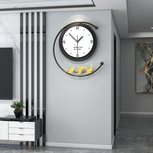 New Design Gold Fish Wall Clock 1 Piece Minimalist Wood Wall Clock Home Decor Luxury for Living Room Office