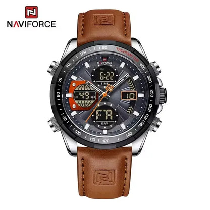 NAVIFORCE 9197 Quartz Watches Mens Luxury Sport Chronograph Waterproof Quartz Big Dial Clock Digital Wristwatches Men Watch