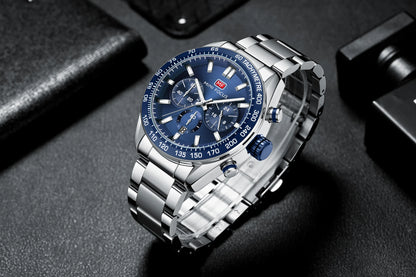 Top-Ranking MINI FOCUS MF0403G Business Watch Men High End Big Dial Waterproof Luminous With Stainless Steel Band Quartz Watches