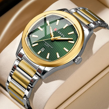 CURREN 8474 New Simple Luxury Quartz Watches Men Stainless Steel Band Wristwatch Luminous Hands Auto Date Life Waterproof Clock