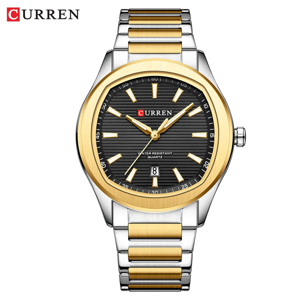 CURREN 8474 New Simple Luxury Quartz Watches Men Stainless Steel Band Wristwatch Luminous Hands Auto Date Life Waterproof Clock