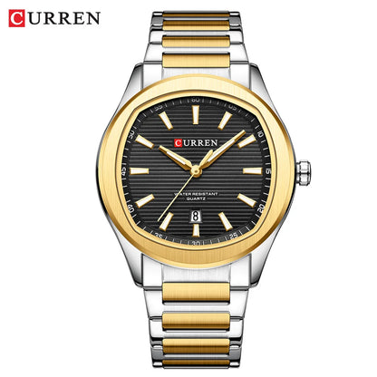 CURREN 8474 New Simple Luxury Quartz Watches Men Stainless Steel Band Wristwatch Luminous Hands Auto Date Life Waterproof Clock