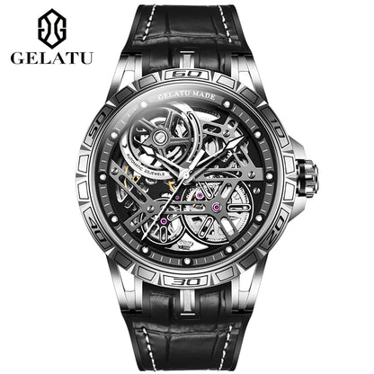 GELATU 6015  Men Watches  Luxury Fashion Waterproof Skeleton Sport Hollowed Custom logo Automatic Mechanical Watch for Man