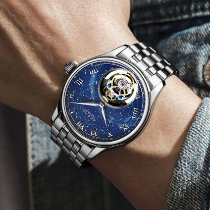 AESOP Starry Sky Tourbillon Watch for Men Fashion Stainless Steel Waterproof Men's Mechanical Watches with Steel Strip