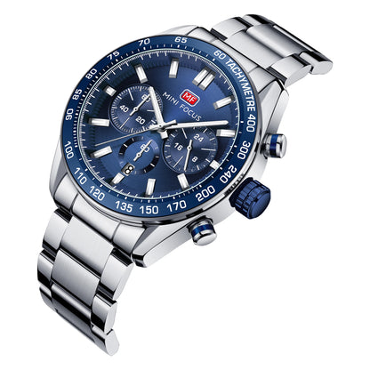 Top-Ranking MINI FOCUS MF0403G Business Watch Men High End Big Dial Waterproof Luminous With Stainless Steel Band Quartz Watches