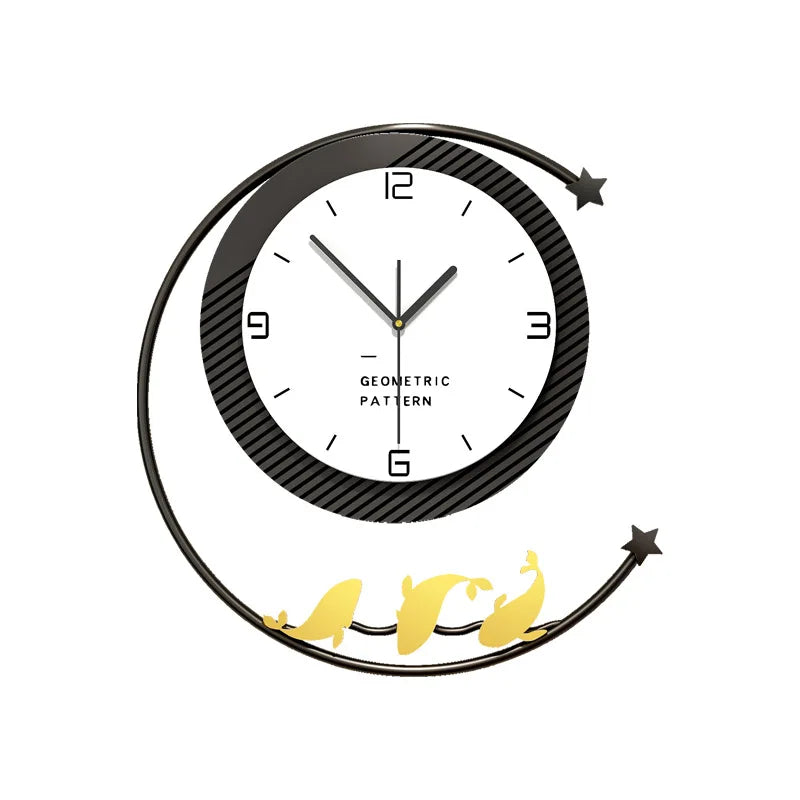 New Design Gold Fish Wall Clock 1 Piece Minimalist Wood Wall Clock Home Decor Luxury for Living Room Office