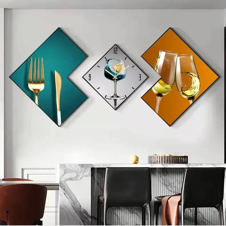 200cm Set 3 Modern Clocks Creative Modeling Design Wall Decorative Clock Light Luxury Wall Hanging Decor Art Clock for Sale
