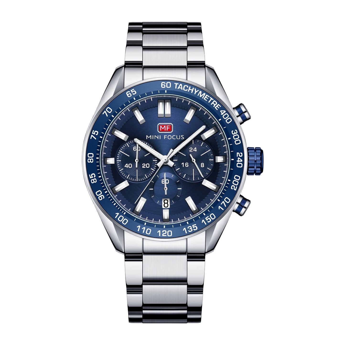 Top-Ranking MINI FOCUS MF0403G Business Watch Men High End Big Dial Waterproof Luminous With Stainless Steel Band Quartz Watches