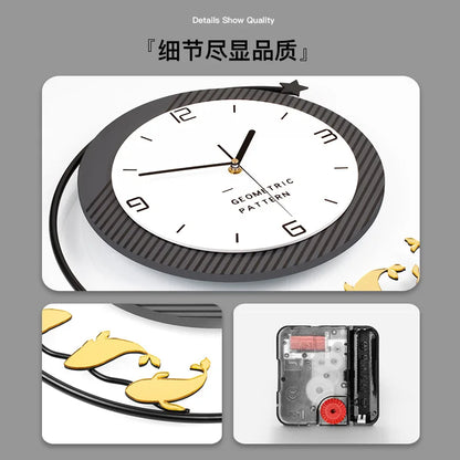 New Design Gold Fish Wall Clock 1 Piece Minimalist Wood Wall Clock Home Decor Luxury for Living Room Office