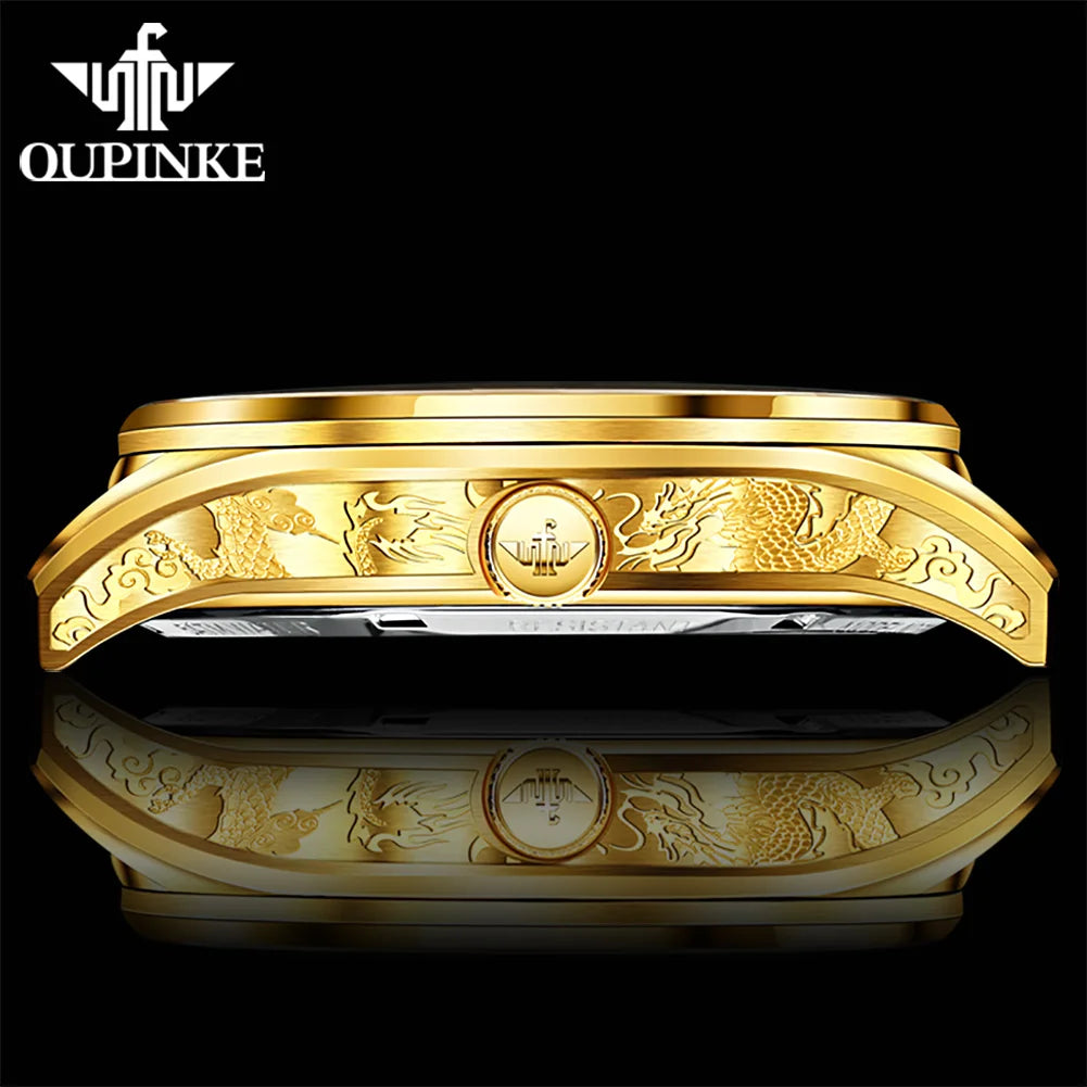 OUPINKE 3176 New Luxury Automatic Mesh Belt Mechanical Watches Waterproof Luminous Hollow Tourbillon Stainless Steel Strap Watch