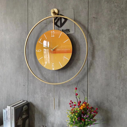 60X92CM With LED Night Light Pendulum Mass Modern Clock Metal Living Dining Bedroom Hotel Simple Fashion Creative Wall Watch DDP