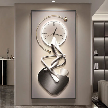 90X180 New Large Aluminum Alloy Crystal Wall Decor Clock Gallery Hanging Living Room Home Art Light Luxury Painting Dropshipping