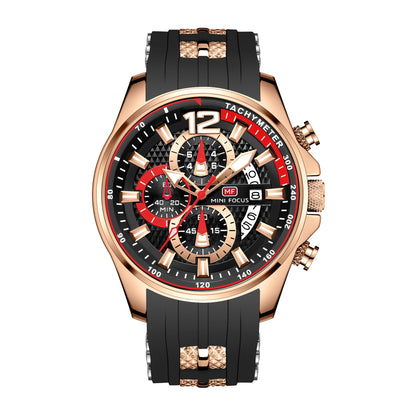 Best Selling MINI FOCUS MF0350G Luxury Quartz Watch Men Waterproof Silicone Band Waterproof Luminous Hands Wrist Watches