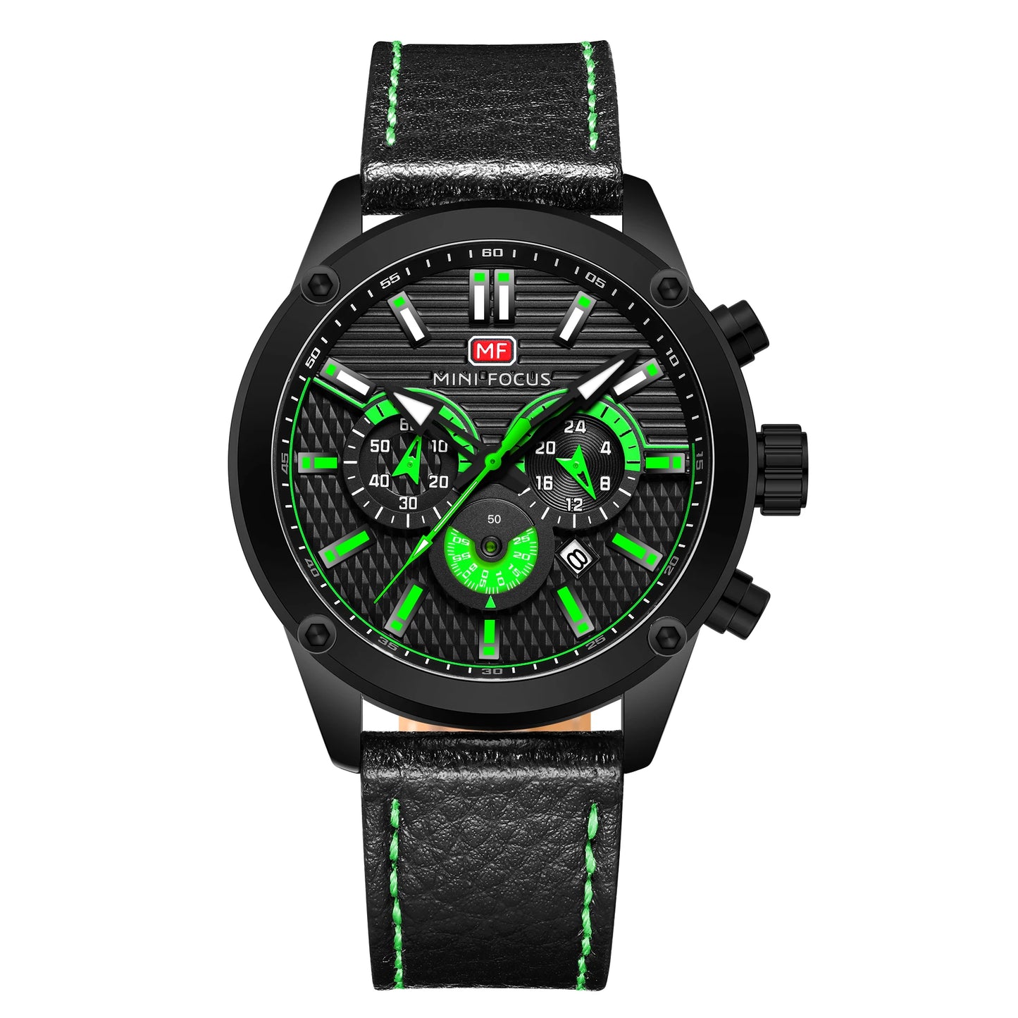 High End MINI FOCUS MF0288G Luxury Wrist Watches Leather Strap Waterproof Calendar Men Casual Quartz Watch Reloj Hombre