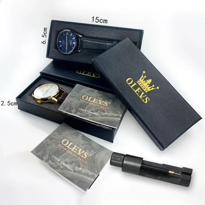 OLEVS 9949 Men Quartz Alloy Watches Relojes Watches Men Wrist Custom Quartz Leather Watch