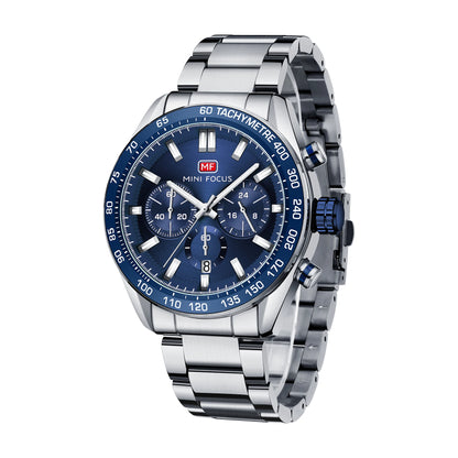 Top-Ranking MINI FOCUS MF0403G Business Watch Men High End Big Dial Waterproof Luminous With Stainless Steel Band Quartz Watches