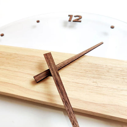 Quartz clock creative Nordic clock simple solid wood acrylic glass clock wall clock living room home wall clock decorative clock