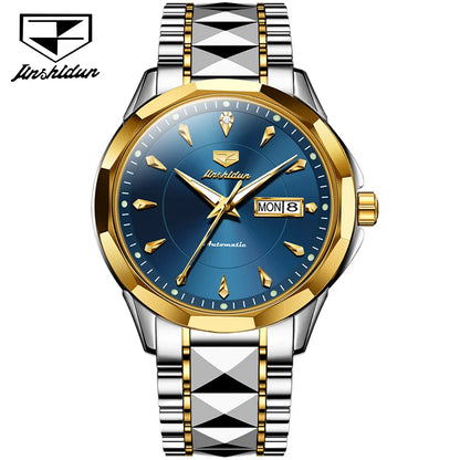 JSDUN 8936  Custom OEM logo Casual Waterproof  Stainless Steel Calendar Sport Automatic Mechanical Watches Men Wrist