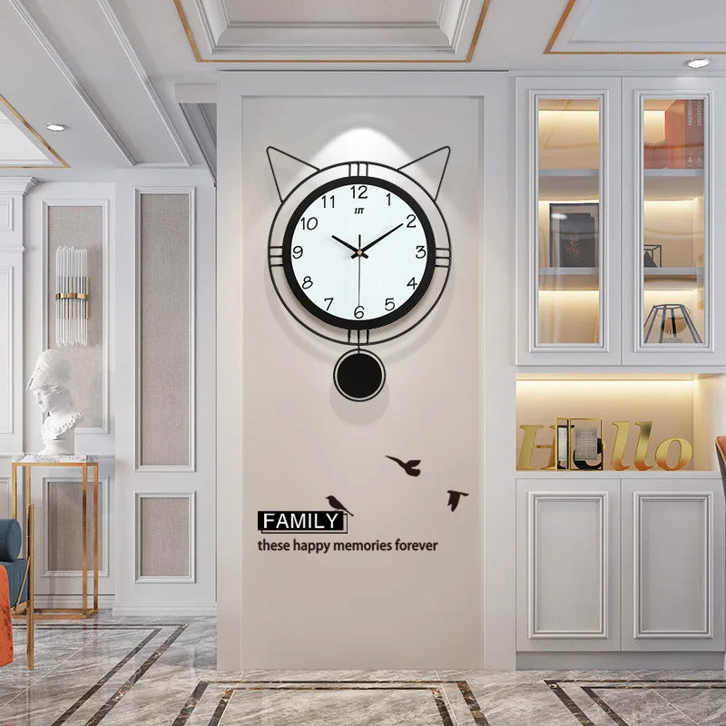 Modern Design Cute Cat Design Iron Wall Decor Clock Designed Buy Wholesale Wall Clock China Manufacturers