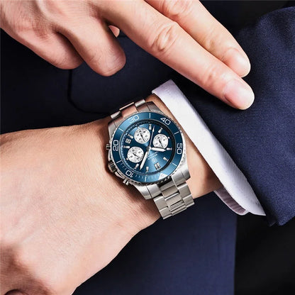 BENYAR S002 Stainless Steel Men Waterproof Wristwatch Japan Chronograph Quartz Benyar Watches Reloj Hombre