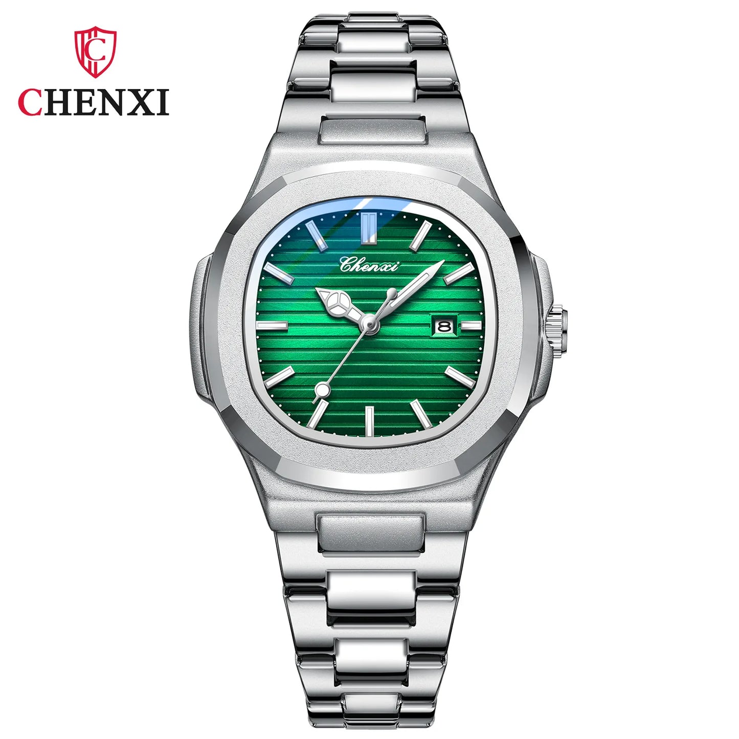 8222 Chenxi Watch Stainless Steel Band Date Mens Clock Business Male Quartz Waterproof Luxuries Man Square Wrist Watches for Men