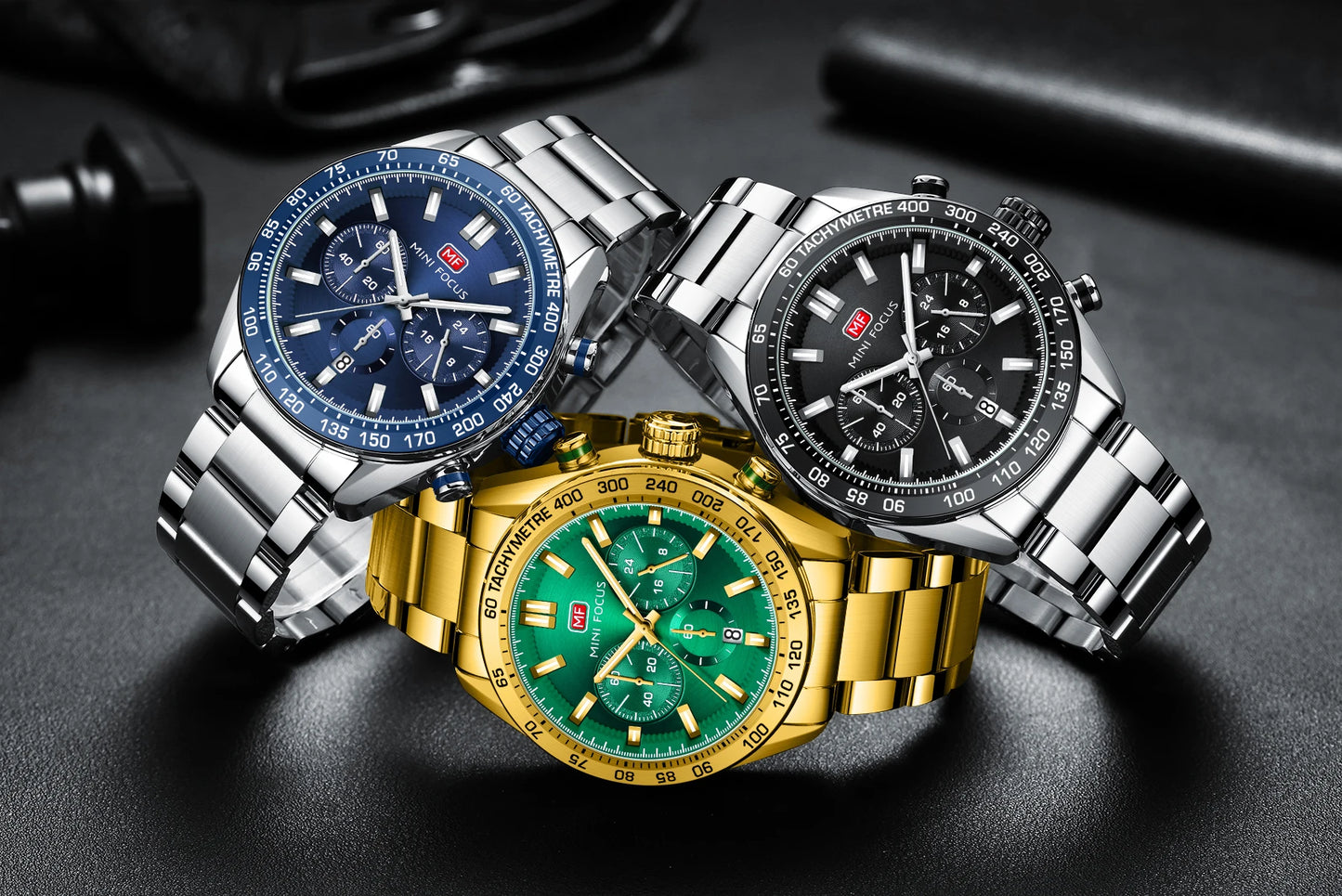 Top-Ranking MINI FOCUS MF0403G Business Watch Men High End Big Dial Waterproof Luminous With Stainless Steel Band Quartz Watches
