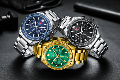 Top-Ranking MINI FOCUS MF0403G Business Watch Men High End Big Dial Waterproof Luminous With Stainless Steel Band Quartz Watches