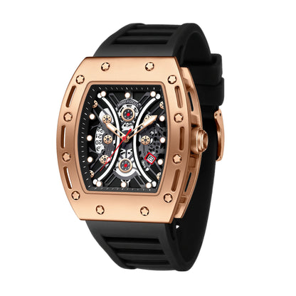 MINI FOCUS MF0420G Men Fashion Barrel Shaped Sports Watch Silicone Strap Waterproof With Luminous Hands Quartz Watches Reloj