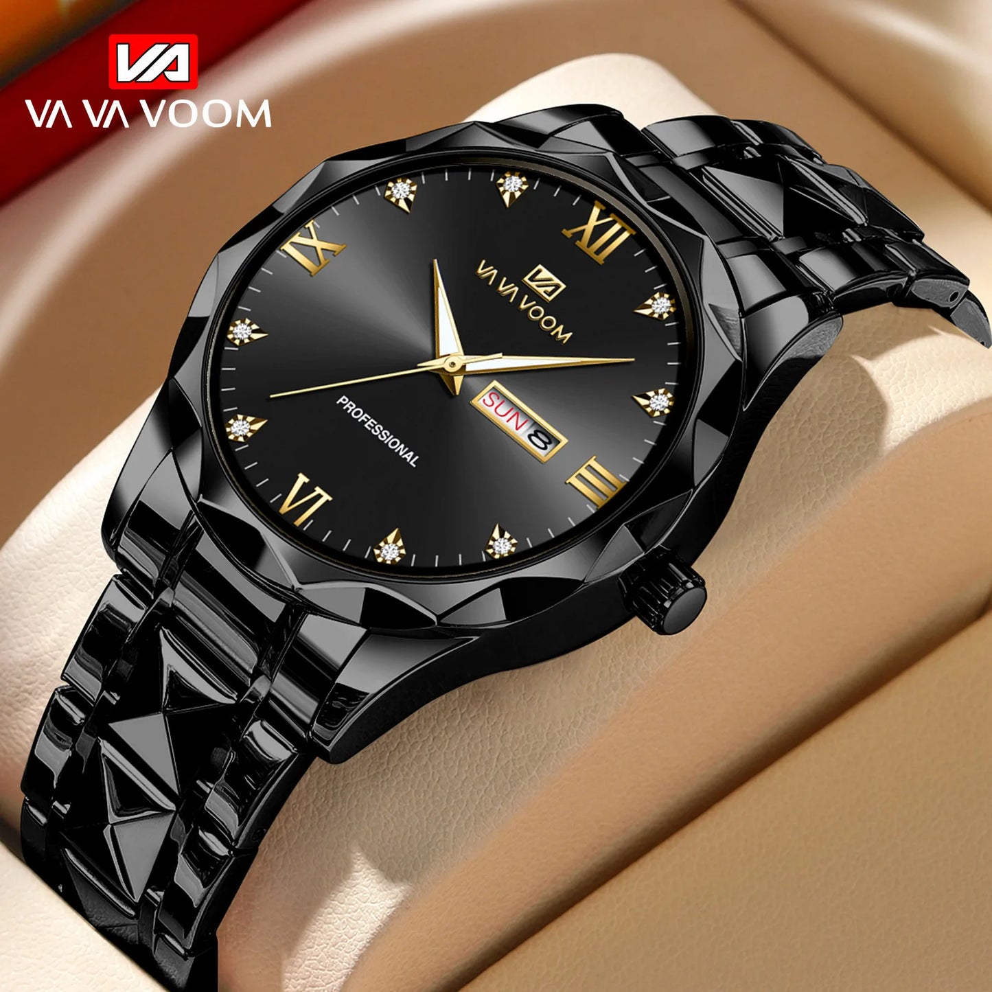Hannah Martin Vava Voom 2741 Fashion Men's Watches Brand Waterproof Stainless Steel Business High End Date Quartz Watch for Men