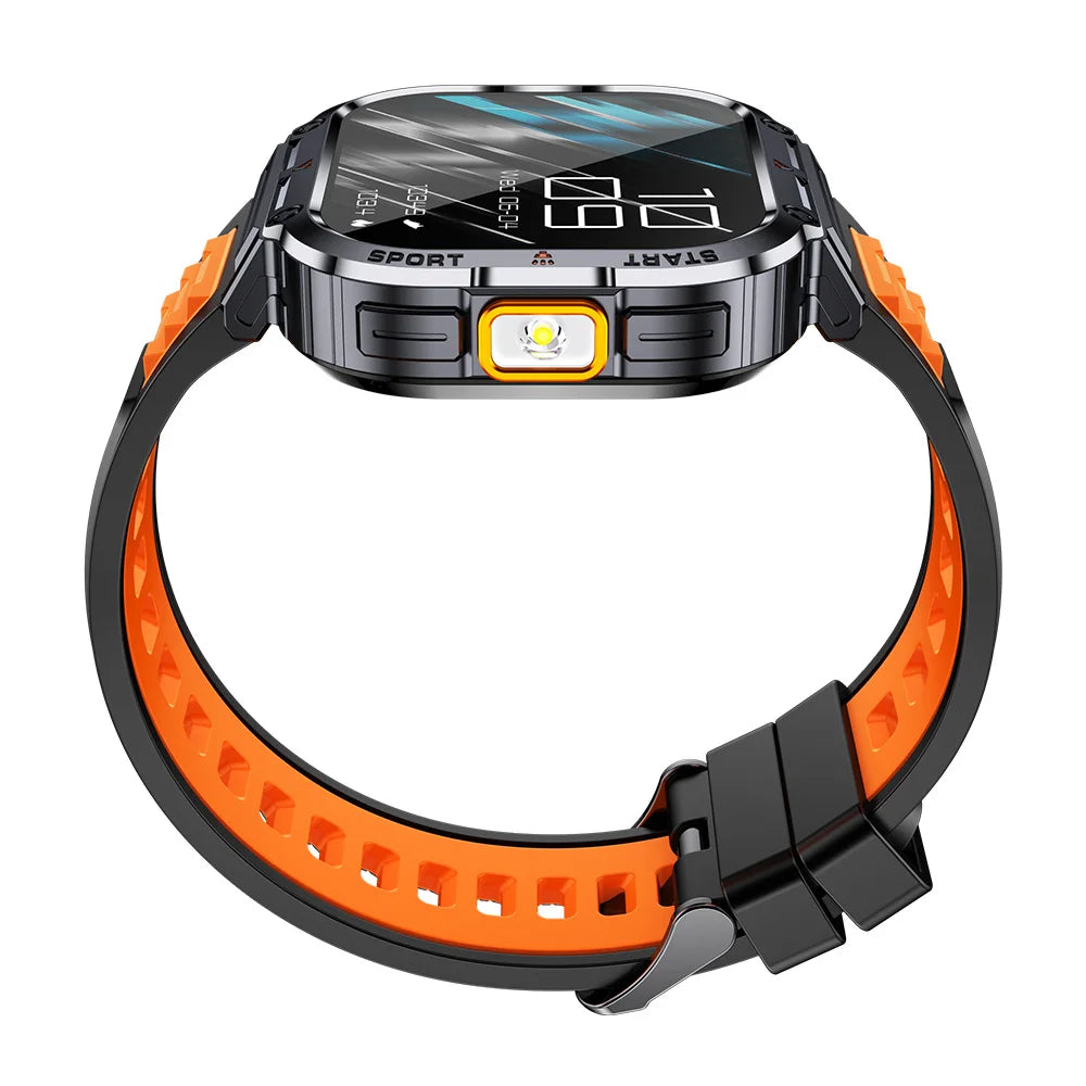 Outdoor Flashlight Smart Watch NX23 BT Calling Health Monitoring Heart Rate Blood Oxygen Men Sport Smart Watches IP68 Waterproof