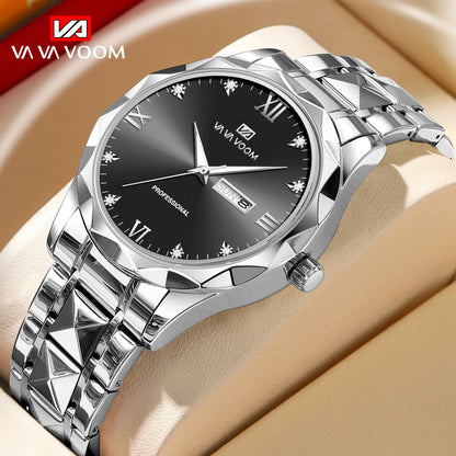 Hannah Martin Vava Voom 2741 Fashion Men's Watches Brand Waterproof Stainless Steel Business High End Date Quartz Watch for Men