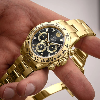 LOBINNI Luxury Brand Stainless Steel Fully Automatic Mechanical Watch Gold Color Men Watches