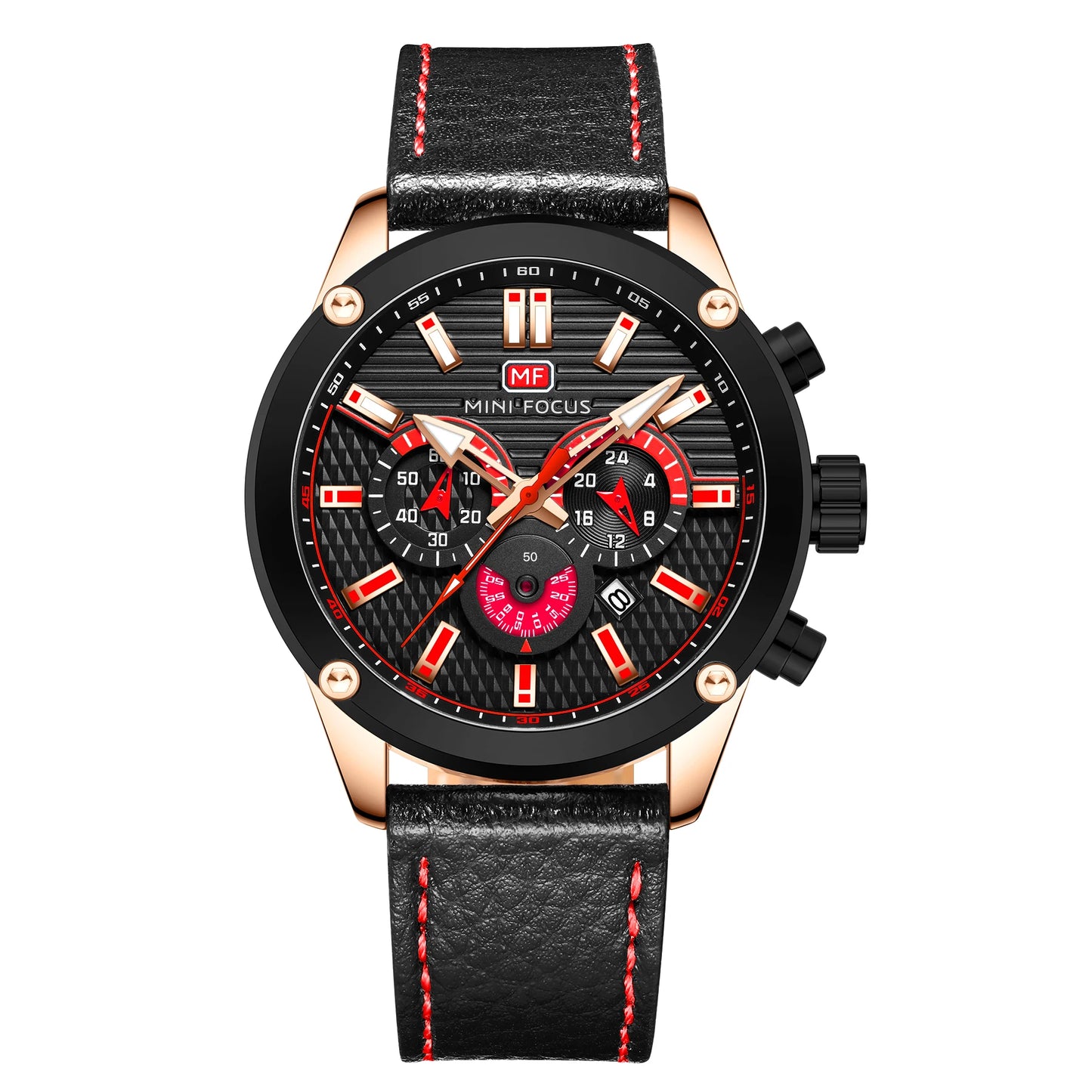 High End MINI FOCUS MF0288G Luxury Wrist Watches Leather Strap Waterproof Calendar Men Casual Quartz Watch Reloj Hombre