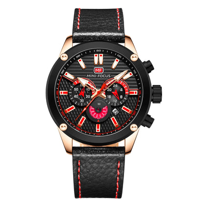 High End MINI FOCUS MF0288G Luxury Wrist Watches Leather Strap Waterproof Calendar Men Casual Quartz Watch Reloj Hombre