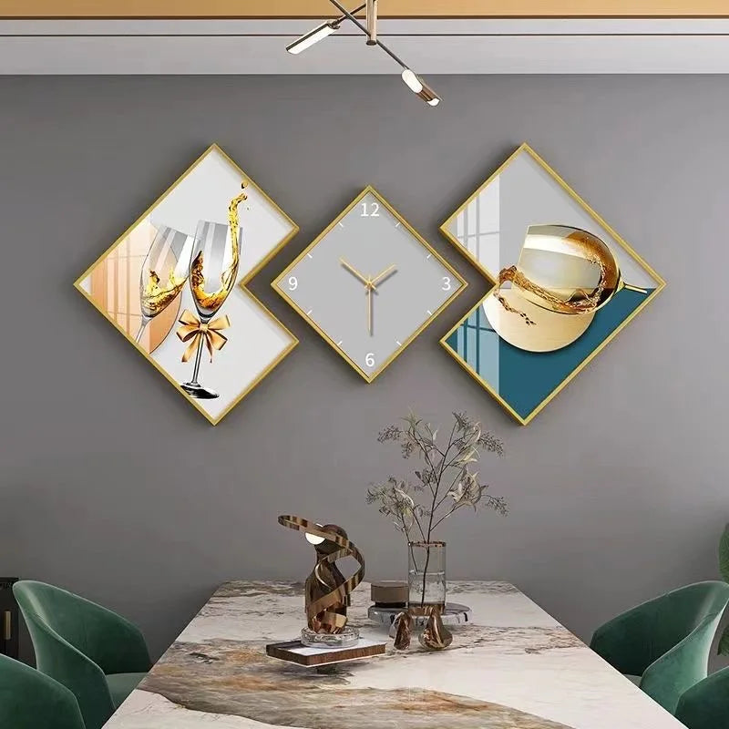 200cm Set 3 Modern Clocks Creative Modeling Design Wall Decorative Clock Light Luxury Wall Hanging Decor Art Clock for Sale