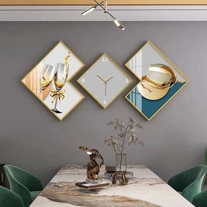 200cm Set 3 Modern Clocks Creative Modeling Design Wall Decorative Clock Light Luxury Wall Hanging Decor Art Clock for Sale